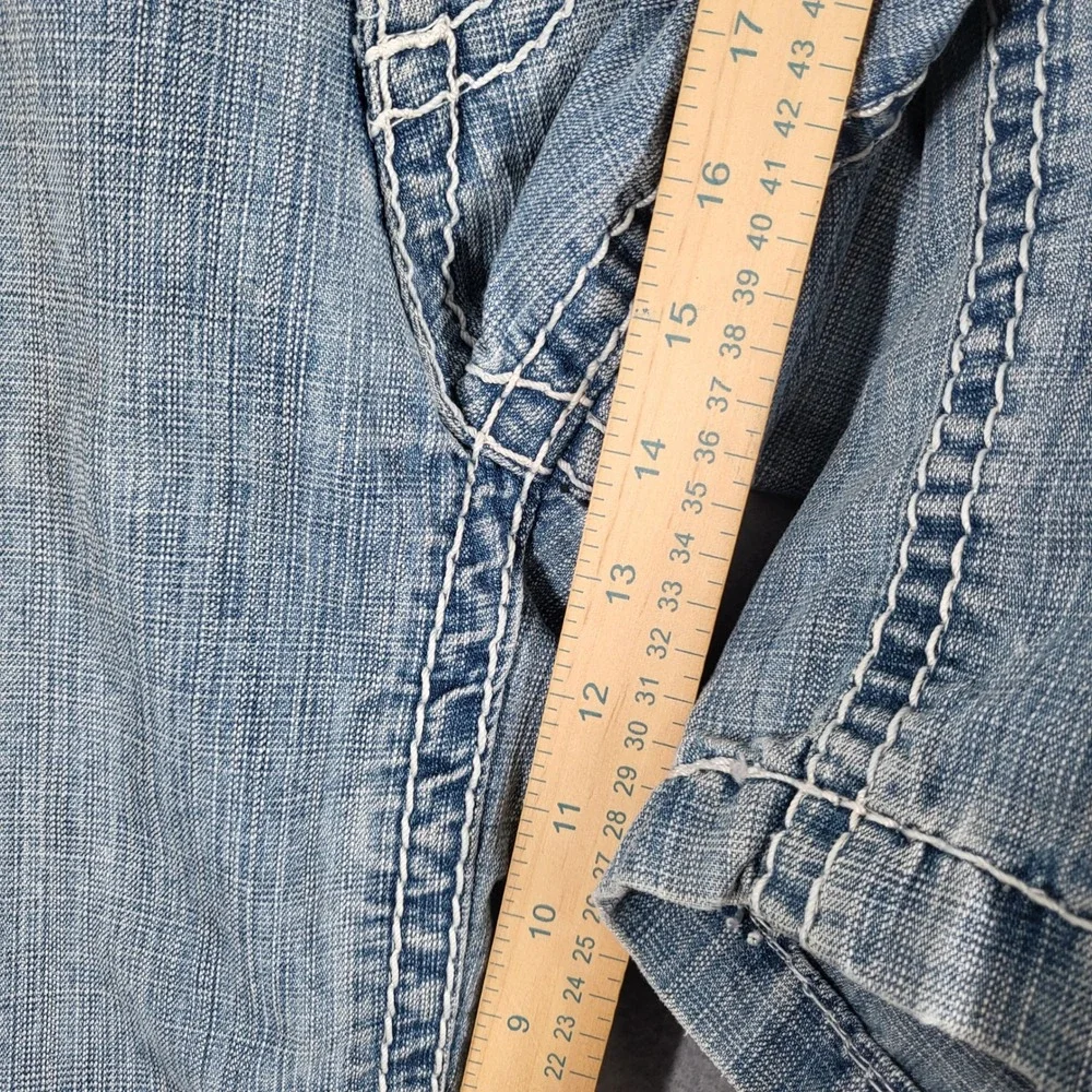 Delf Shorts Men's 38 Blue Denim‎ Cargo Embellished Pockets Casual Baggy Y2K